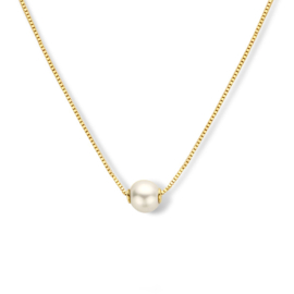 14K Gouden Collier met Witte Zoetwaterparel