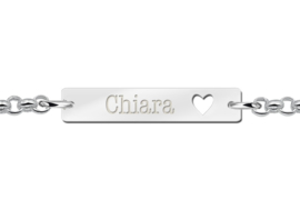 Chiara Bar Naamarmband van Zilver met Hartje > Names4ever