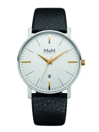 M&M Horloge voor Heren met Zwart Lederen Horlogeband