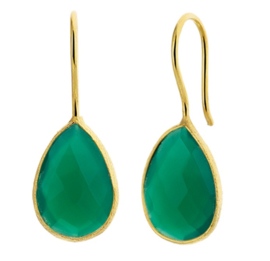 Groene Chalcedoon Goudkleurige Oorhangers