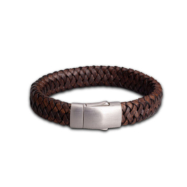 Assieraad Embrace Armband met Donkerbruin Gevlochten Leder