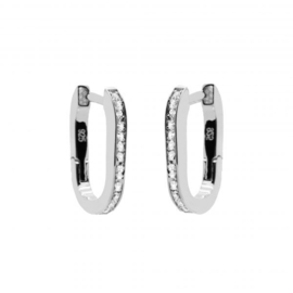 Karma Zilverkleurige Hinged Hoops Satin Square Oorringen