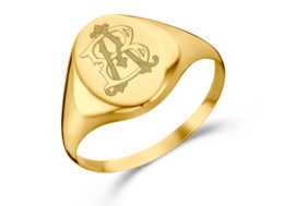 Gouden Ovale Zegelring met Twee Initialen | Names4ever