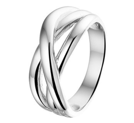 Zilveren Ring met Drie Brede Stroken / Ringmaat 16,5