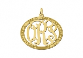 Names4ever Medium Ovale Hanger Monogram met Namen GMH020