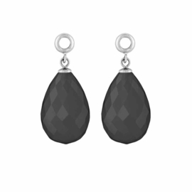 Creoli Hangers met Cat’s Eye Dark Gray Facetgeslepen Glasbedel