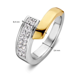 Excellent Jewelry Bicolor Ring met Zirkonia Vlak