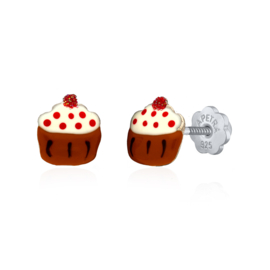 Lapetra Zilveren Oorknopjes Cupcakes