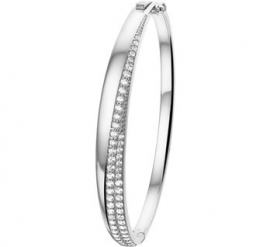 Diagonale Zirkonia Bangle armband 60 mm van Zilver | Graveren