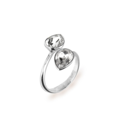 Spark Zilveren Pear Drop Ring met Witte Glaskristallen