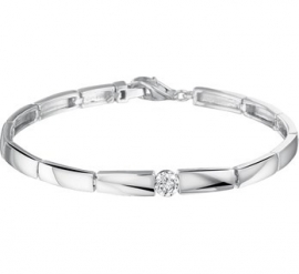 Zilveren Choker Schakelarmband met Zirkonia