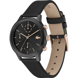 Black Friday Deals | Horloge met Zwarte Lederen Band van Lacoste