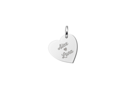 Zilveren Hart Hanger met Namen van Names4ever