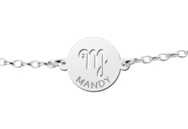Zilveren Armband met Ronde Maagd Sterrenbeeld Naamhanger > Names4ever