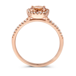 14K Roségouden Ring met Morganiet en Diamant