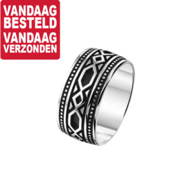 Heren Ring van Geoxideerd Zilver / Maat 20,2