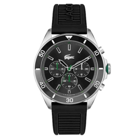 Lacoste Stalen Tiebreaker Horloge met Zwart Siliconen Horlogeband voor Heren