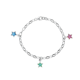 Lilly Zilveren Bedelarmband met Gekleurde Parelmoer Ster Bedels