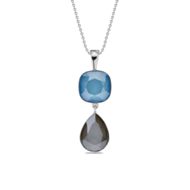 Spark Jewelry Ketting met Blauwe en Grijze Glaskristallen
