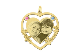 Gouden Hart Hanger met Fotogravure en Namen van Names4ever