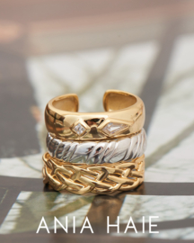 Zilveren Brede Ring met Kabelmotief van Ania Haie One-Size