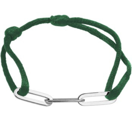 Groen Gevlochten Armband met Zilveren Schakels
