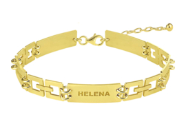 Names4ever Gouden Dames Armband met Graveerplaatjes GNA57