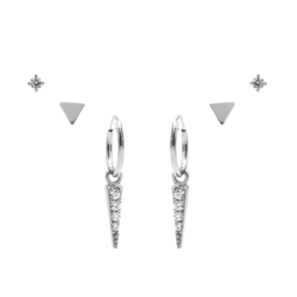 Karma Jewelry – Zesdelige Triangle Earparty Set - Zilver