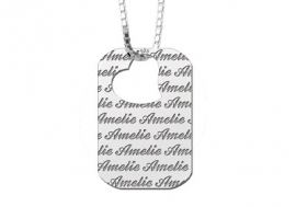 Names4ever Zilveren Dog Tag Ketting met Naampatroon ZNH23