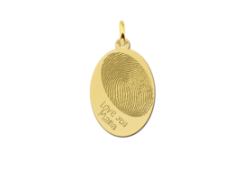 Ovale Hanger met Vingerafdruk en Tekst van Goud Names4ever