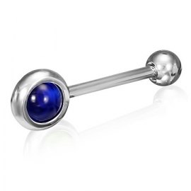 Tong Piercing Zilverkleur met Blauw