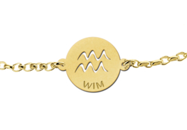 Gouden Armband met Ronde Waterman Sterrenbeeld Naamhanger > Names4ever