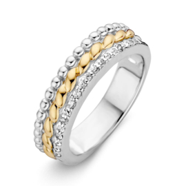 Excellent Jewelry Gevlochten Bicolor Ring met Zirkonia Rand