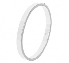 Robuuste Bangle armband met Vlakke Buis van Zilver