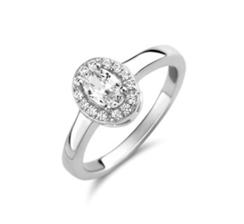 Ovale Zirkonia Zilveren Dames Ring