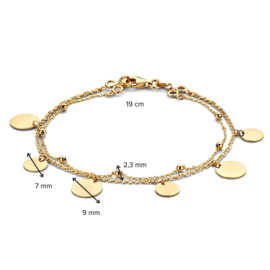 Excellent Jewelry Dubbel Geelgouden Armband met Ronde Plaatjes