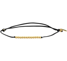 Zwarte Koord Armband met Gouden Bolletjes