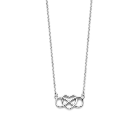 Zilveren Collier met Hart en Infinity – 42 + 3 cm