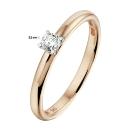 Roségouden Dames Ring met Witgouden Diamant Kopstuk