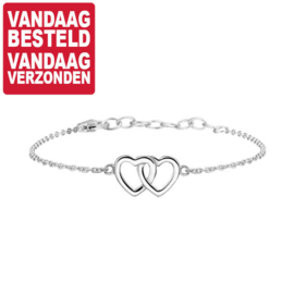 Dubbel Opengewerkt Hart Mini Armband van Zilver