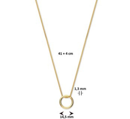 Goudkleurige Dames Collier rond 1,3 mm 41 + 4 cm