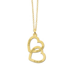 Kerst Sieraden | Dubbel Hart Hanger van Goud + Graveer Namen