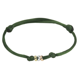 Groen Satijnen Armband met Tricolor Ringetjes