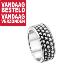 Zilveren Dames Ring met Geoxideerd Vlak / Ringmaat 17,2