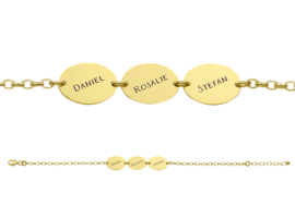 Names4ever Gouden Armband met Drie Ovaaltjes GNA64