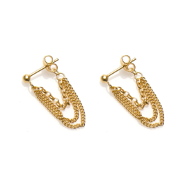 Gold Plated Silver Multi Chain Oorstekers van Karma