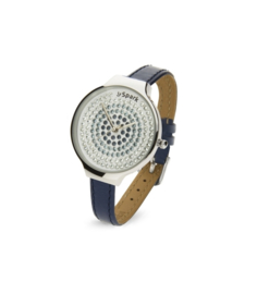 Spotty Horloge met Blauw Lederen Horlogeband van Spark