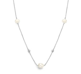 Zilveren Collier Parel 6,5 mm 42 +3 cm