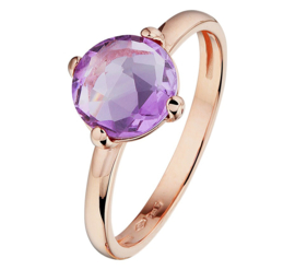 Roségouden Ring met Paarse Amethist Edelsteen