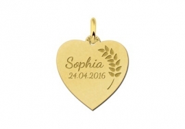 Names4ever Gouden Hart Hanger met Lauriertak